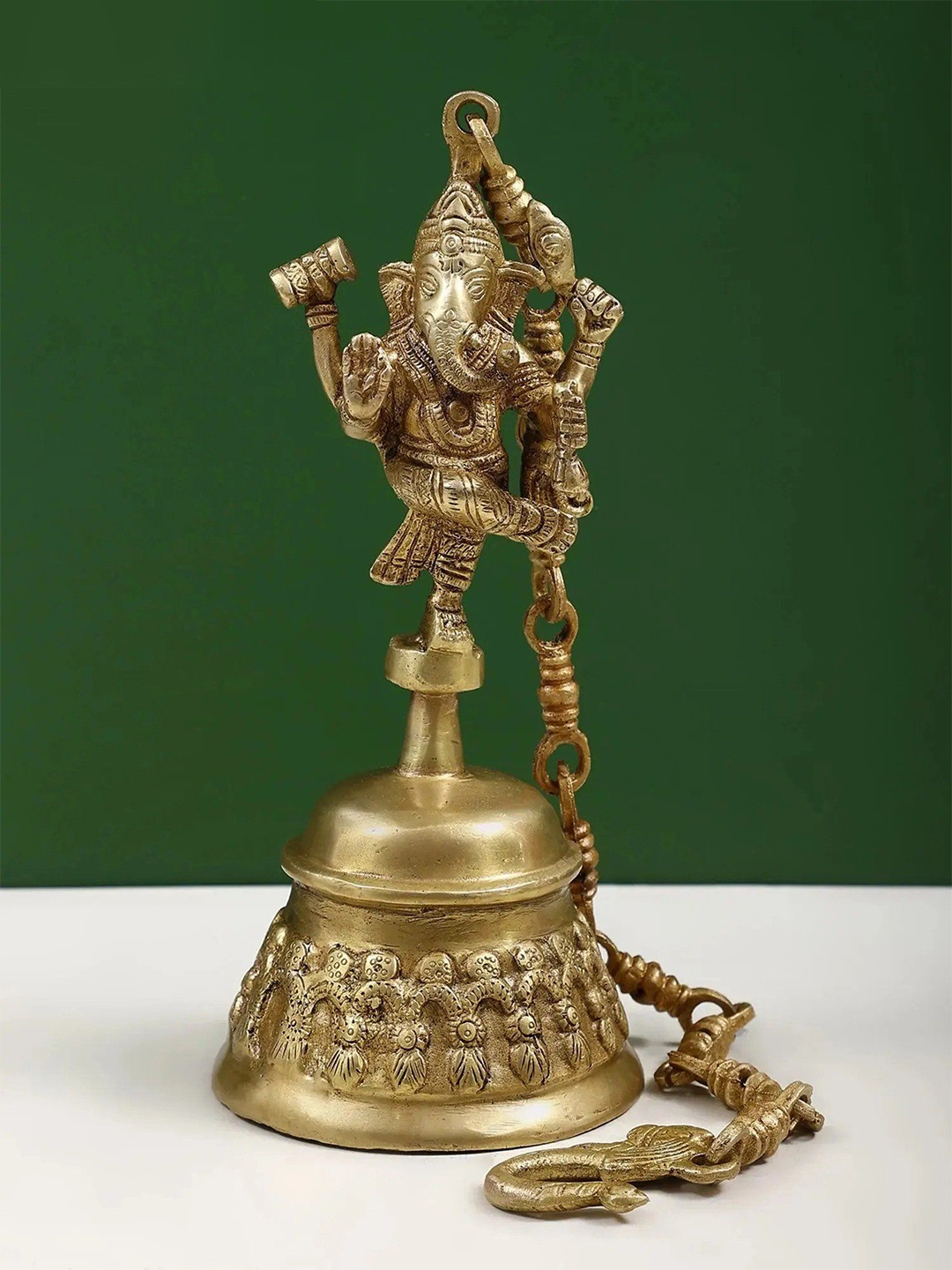 

Exotic India 11" Brass Dancing Ganesha Hanging Bell, Gold