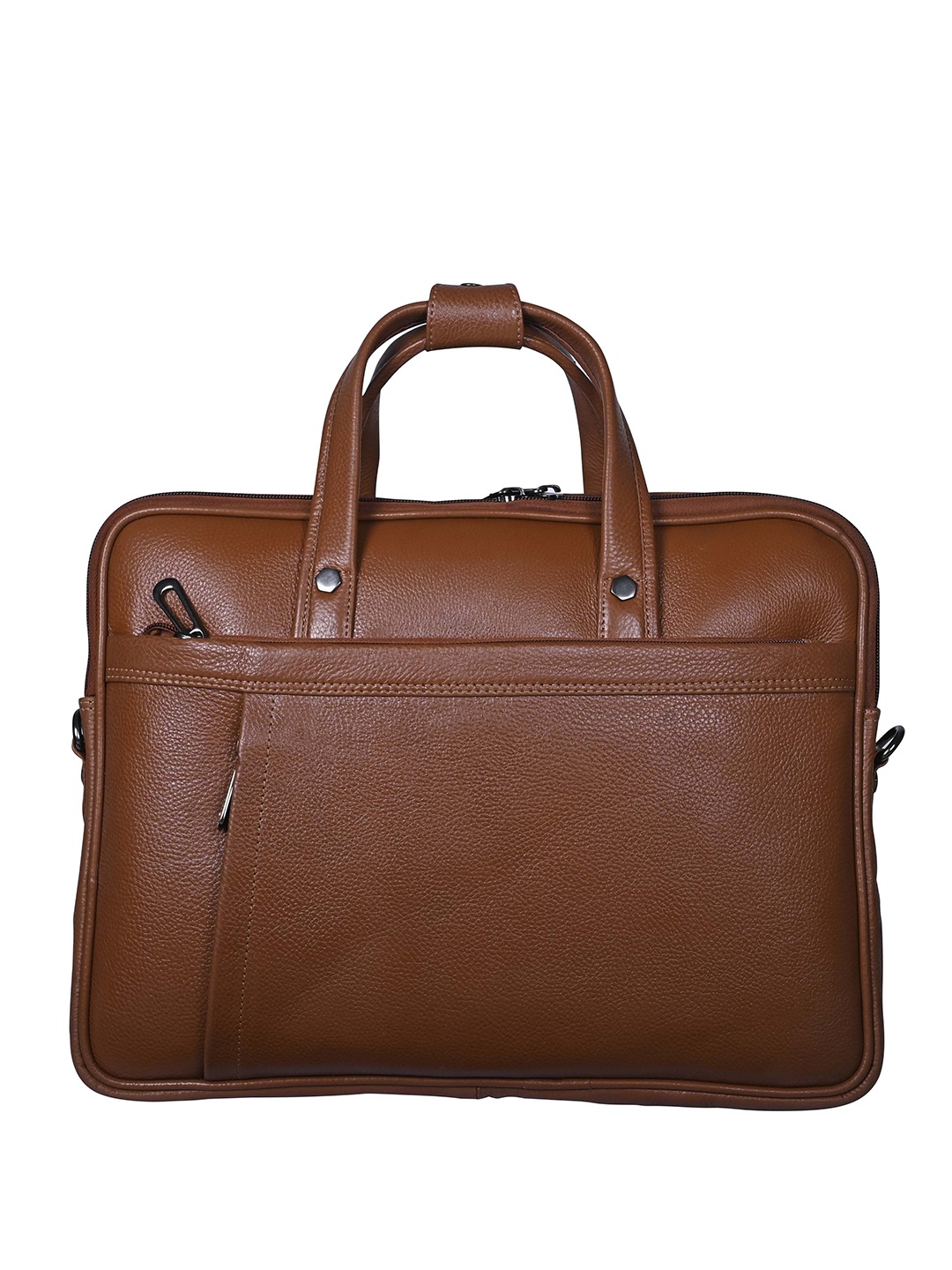 

Calvadoss Men Up To 17 Inch Textured Leather Laptop Bag, Tan