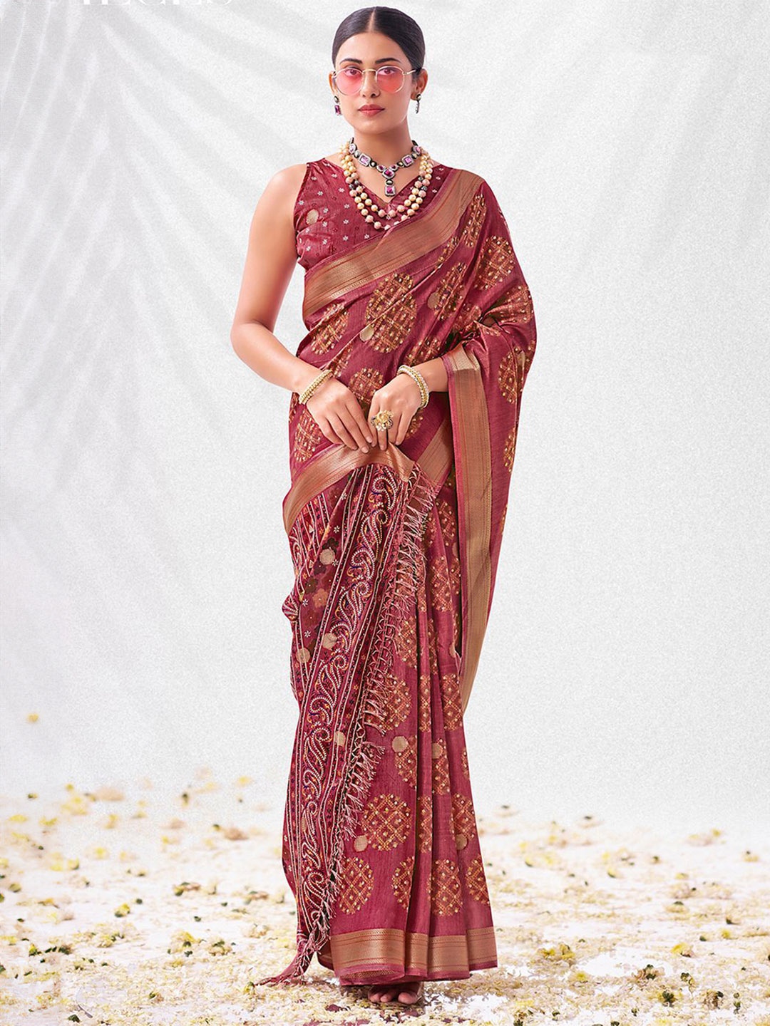 

SANSKAR Ethnic Motifs Zari Saree, Peach