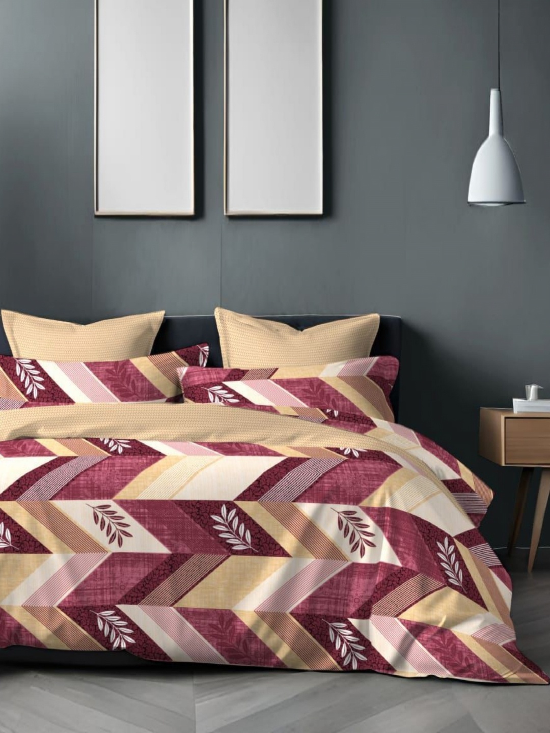 

Laying Style Beige & Brown Geometric Polycotton 4 Piece Double King Regular Bedding Set