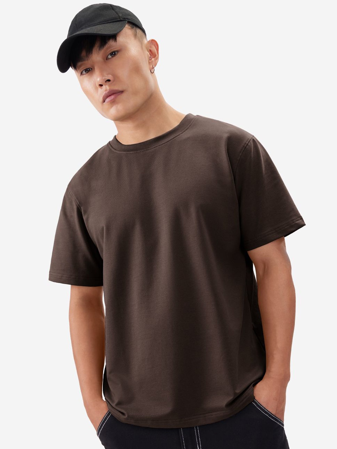 

The Souled Store Men Raw Edge T-shirt, Brown