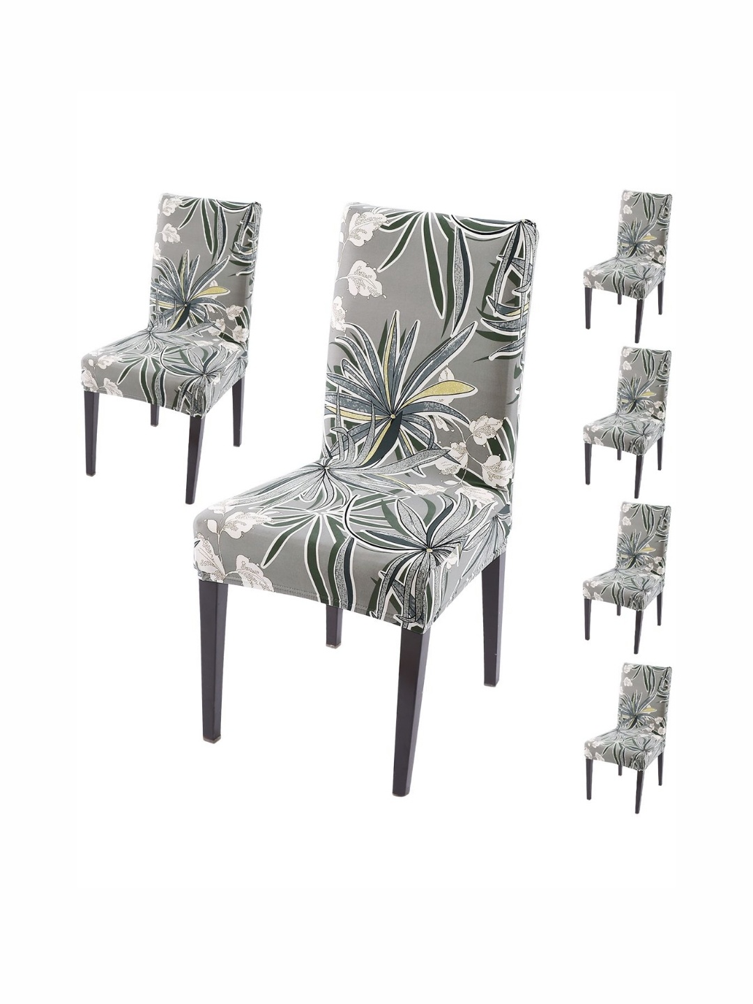 

HOKIPO Set Of 6 Grey Printed Chair Covers