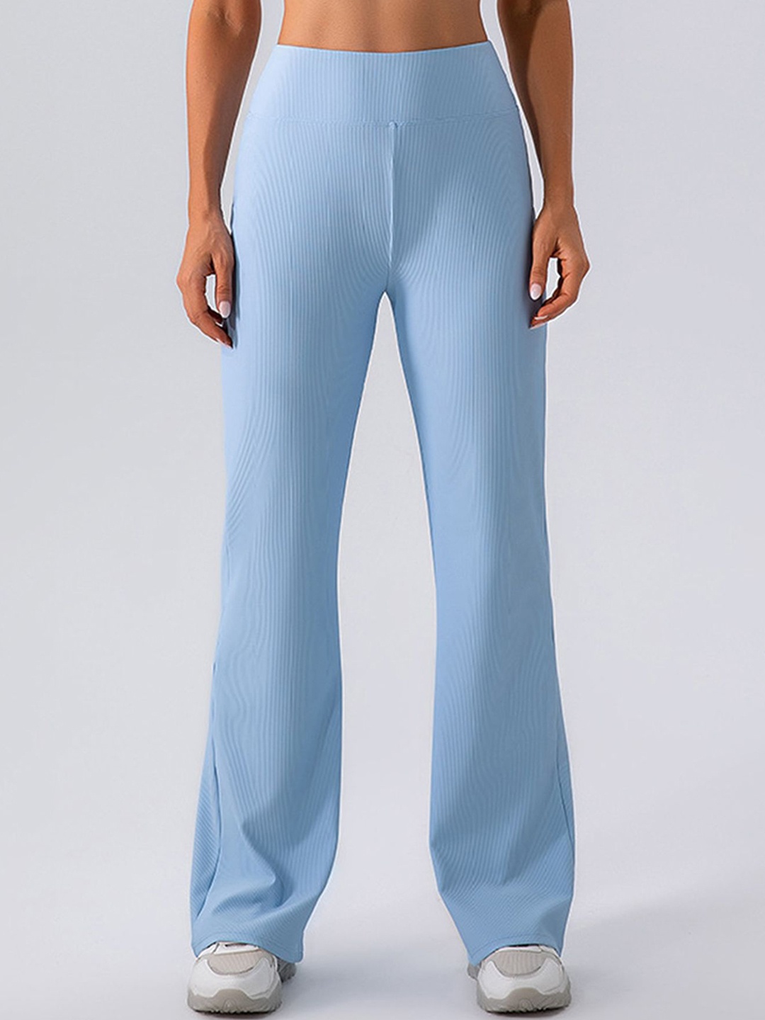 

LULU & SKY Women Ribbed Boot Cut-Fit Track Pant, Blue