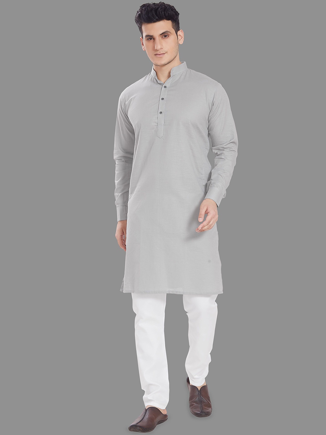 

DIVISIVE Men Thread Work Kurta, Grey