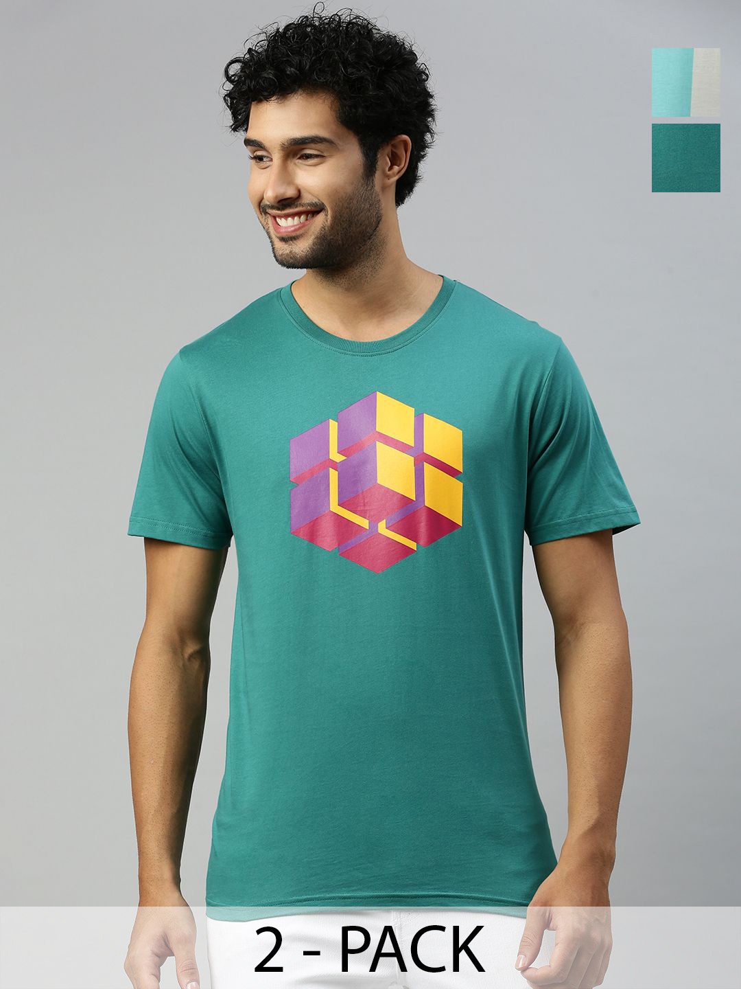 

Unibro Men 2 Printed Cut Outs T-shirt, Green