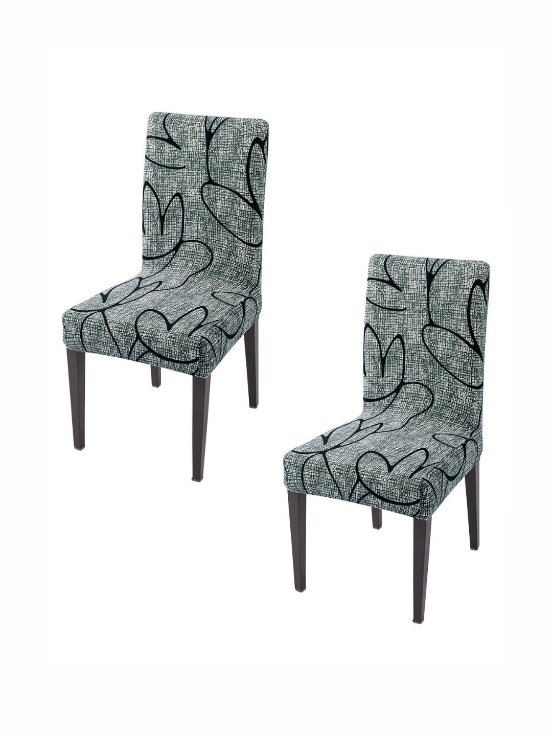 

HOKIPO 2 Pcs Grey & Black Printed 140 GSM Dining Table Chair Cover