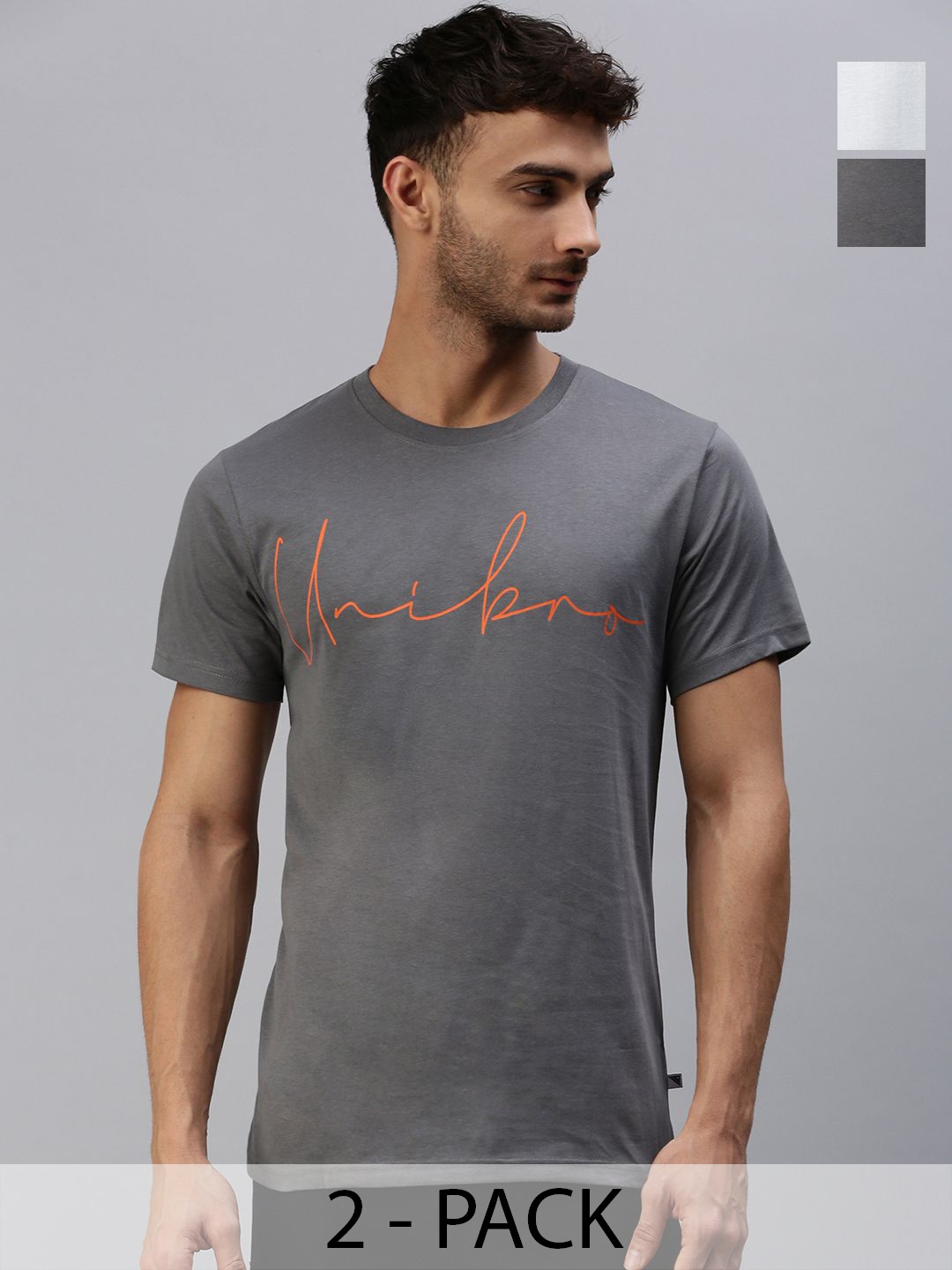 

Unibro Men Typography 2 Printed Applique T-shirt, Grey