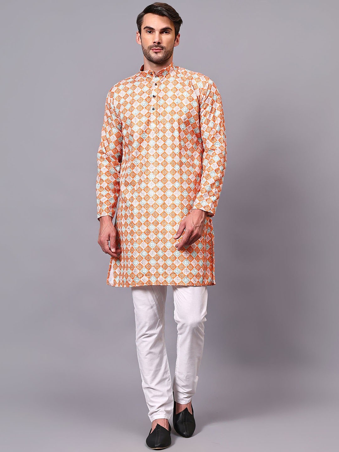 

Yugnik Men Regular Kurta with Pyjamas, Orange