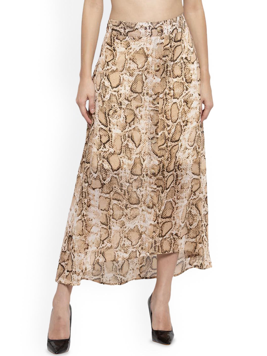 

Global Republic Printed Flared Midi Skirts, Beige