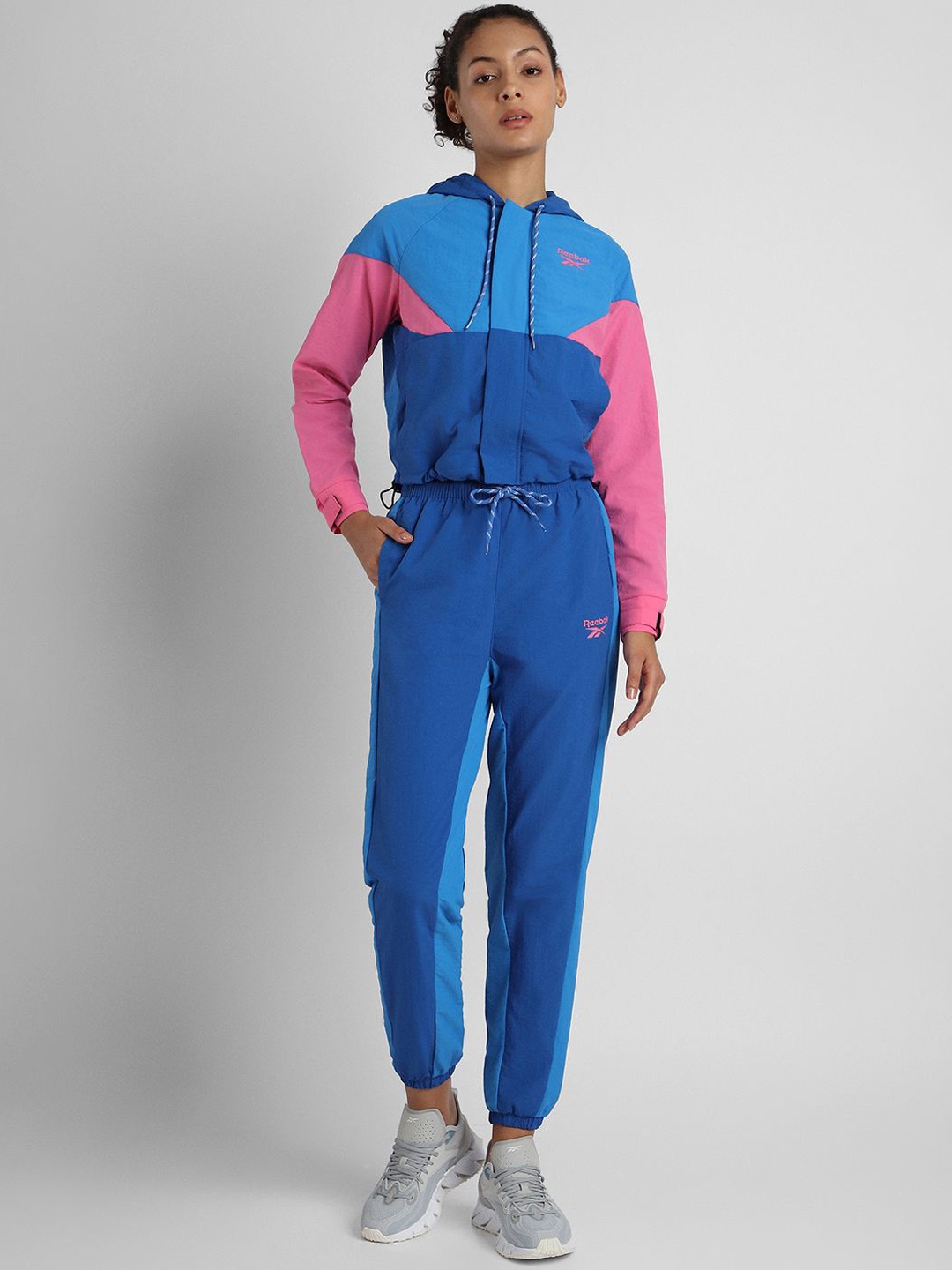 

Reebok Women Colorblocked Mid Rise Hype Tracksuit, Blue