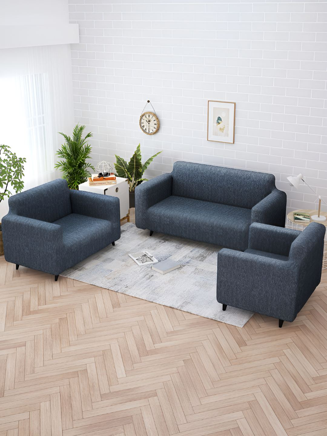 

Story@home Grey Printed 6 Seater Stretchable Sofa Cover With Arms