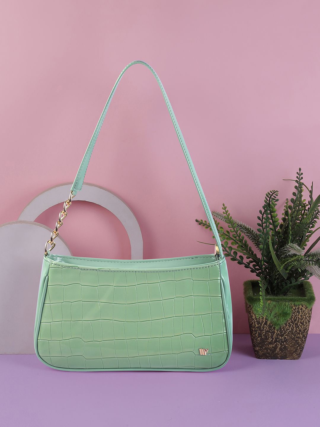 

WALKWAY by Metro Colourblocked Bucket Shoulder Bag with Tasselled, Green
