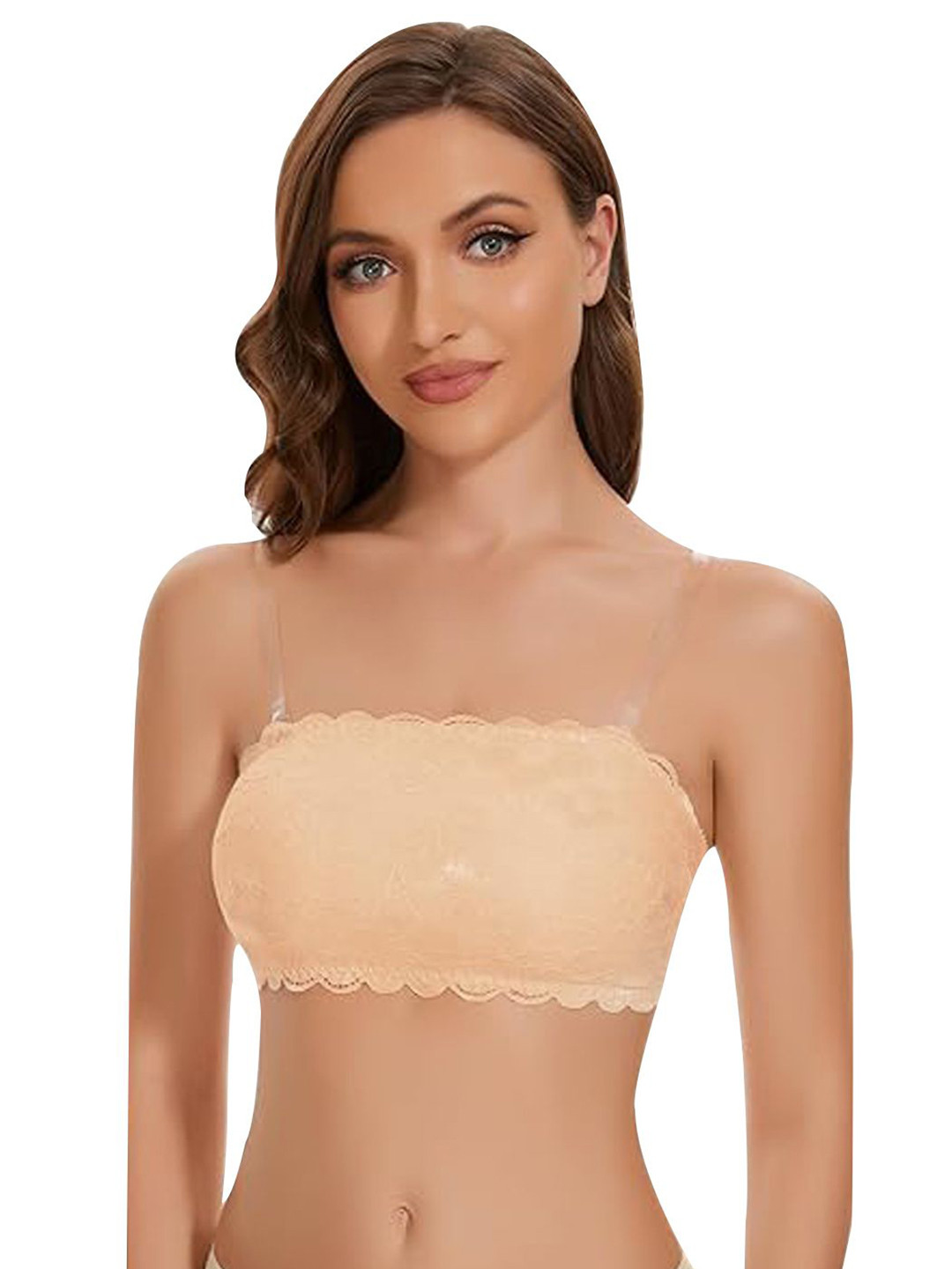 

ComfyStyle Floral Bandeau Full Coverage Bra, Beige