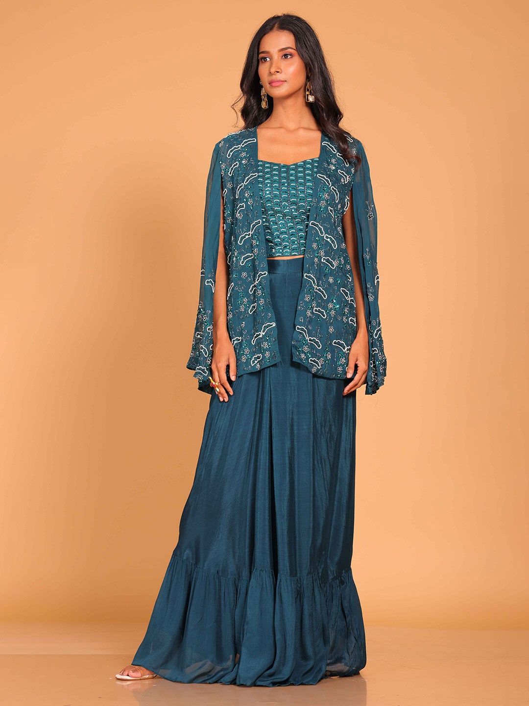 

Morchari Crop Top With Jacket, Blue