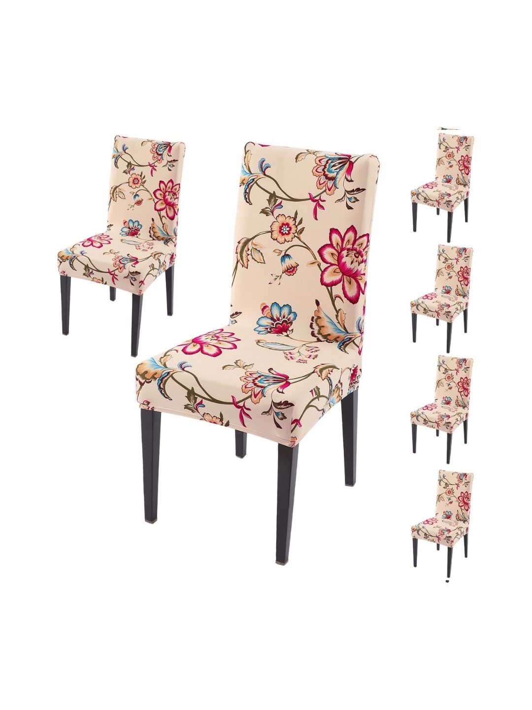 

HOKIPO Set Of 6 Beige Printed Chair Covers