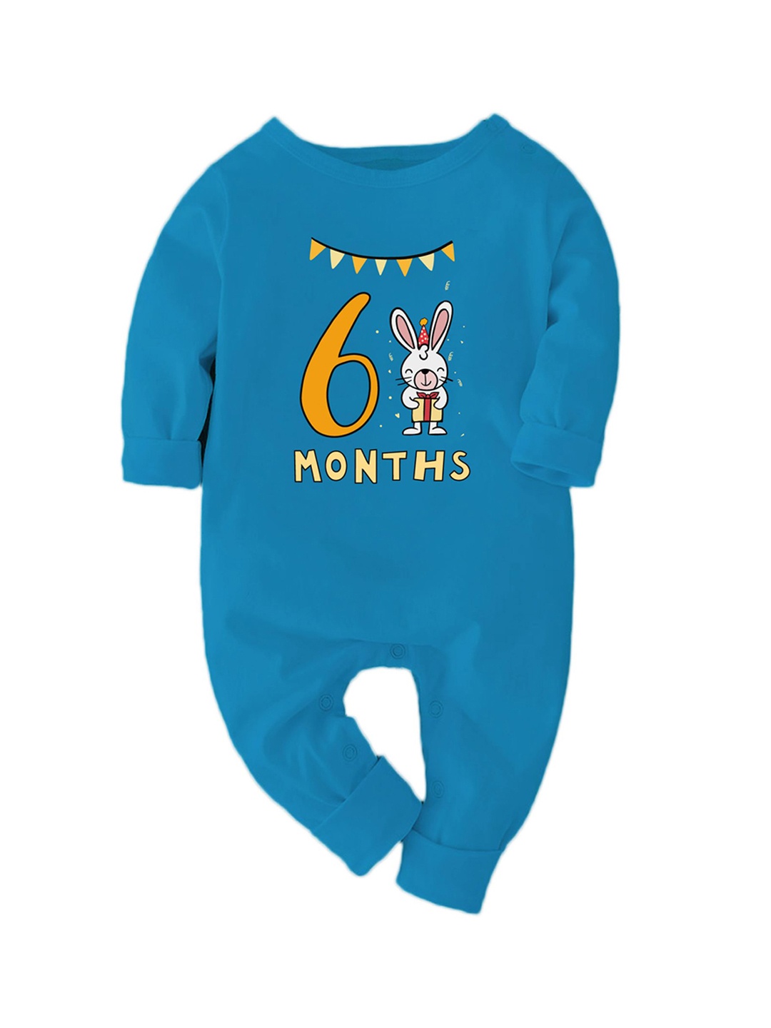 

Zeezeezoo Infant 6 Months Birthday Animals Printed Pure Cotton Romper, Blue