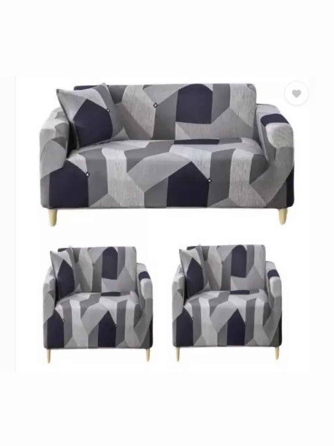 

TONY STARK Grey Polyester 3 Piece Sofa Cover With Arms