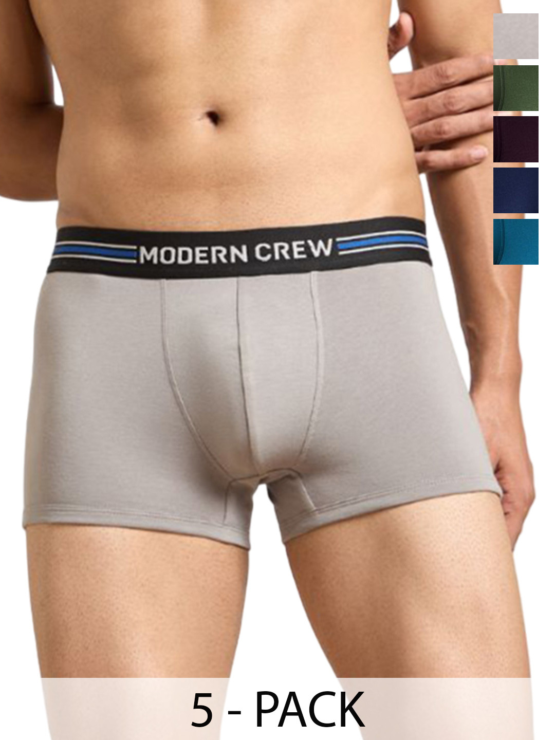 

MODERN CREW Pack Of 5 Mid-Rise Trunks MC5-ST-CT-GRPBS, Green