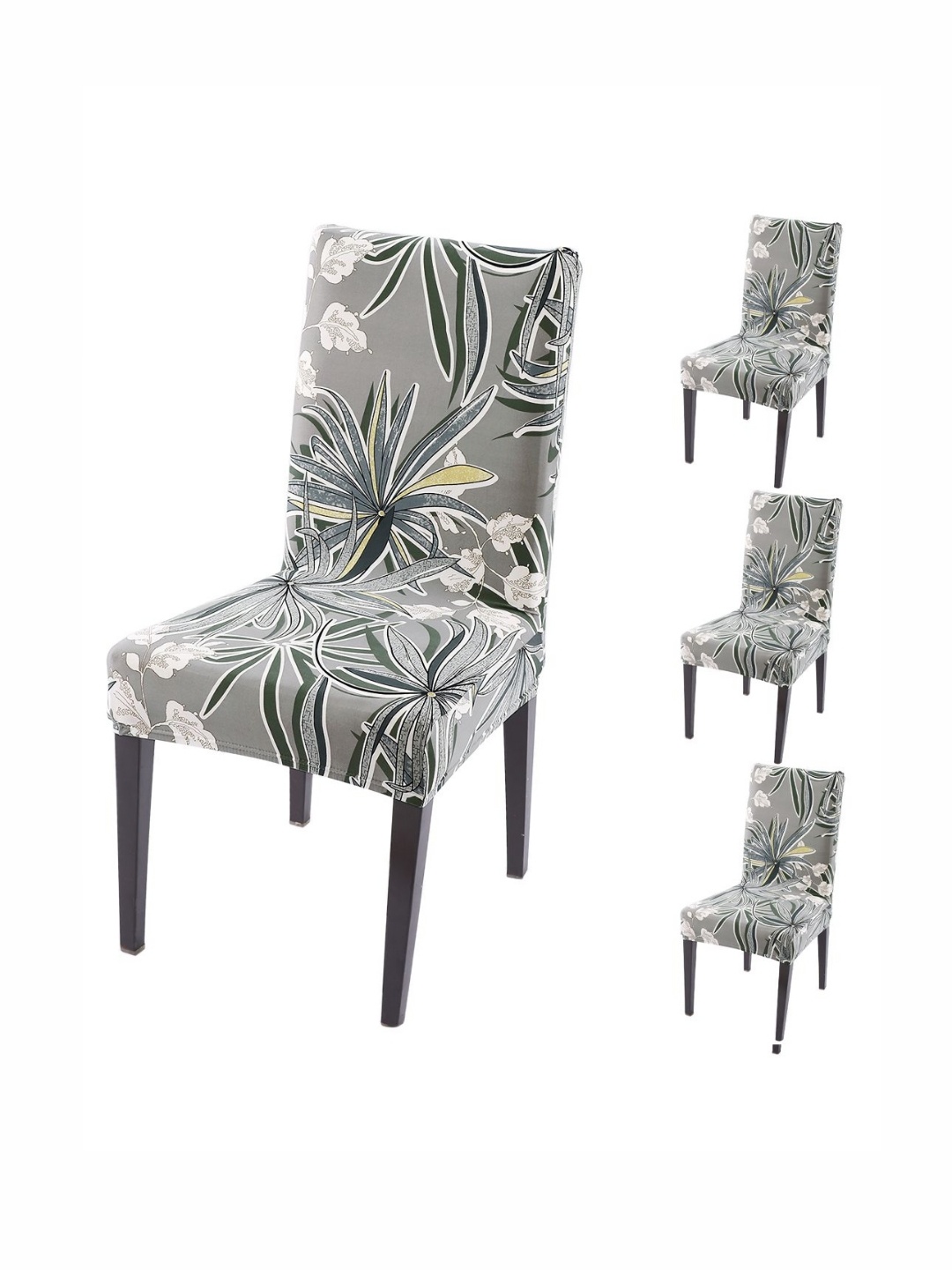 

HOKIPO Set Of 4 Grey Printed Chair Covers