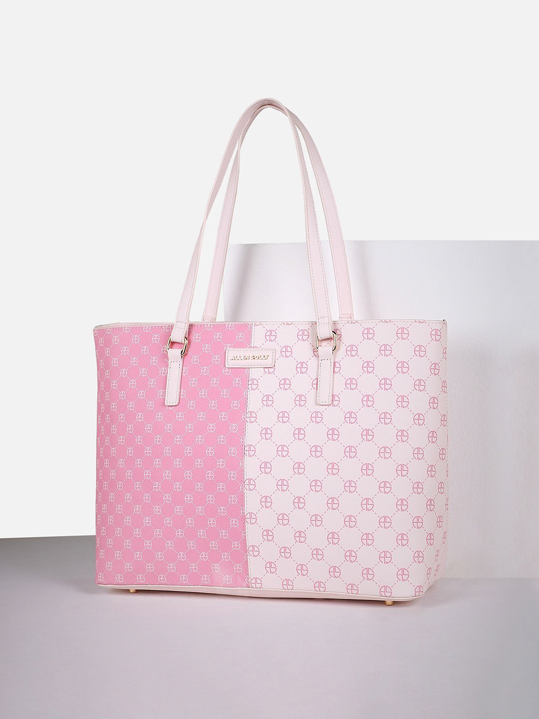 

Allen Solly Woman Printed PU Oversized Shopper Tote Bag with Cut Work, Pink