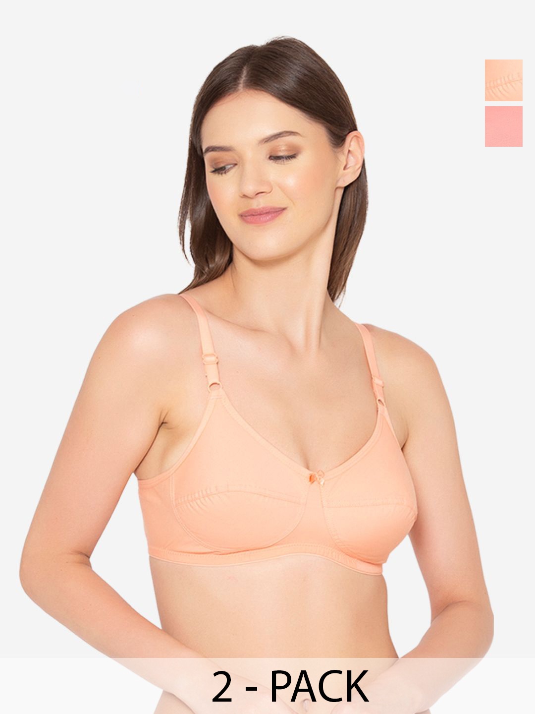 

GROVERSONS Paris Beauty Full Coverage Solid Non Padded Bra Pack of 2, Pink