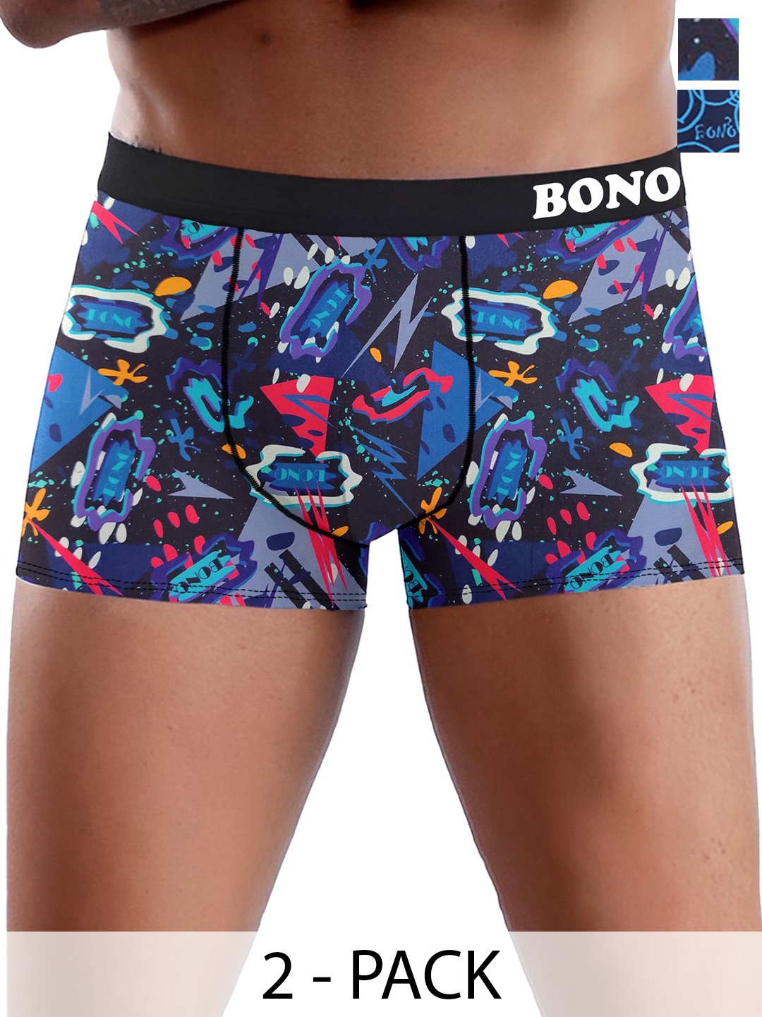 

DISPENSER Pack Of 2 Printed Comfortable Mid Rise Trunks V2-C4-C11-DG-Printed-M, Blue
