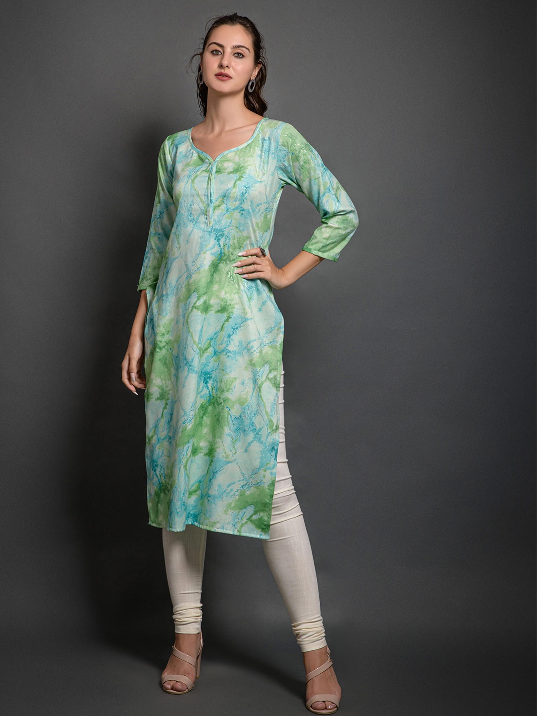 

SAZRIKA Printed Kurta, Blue