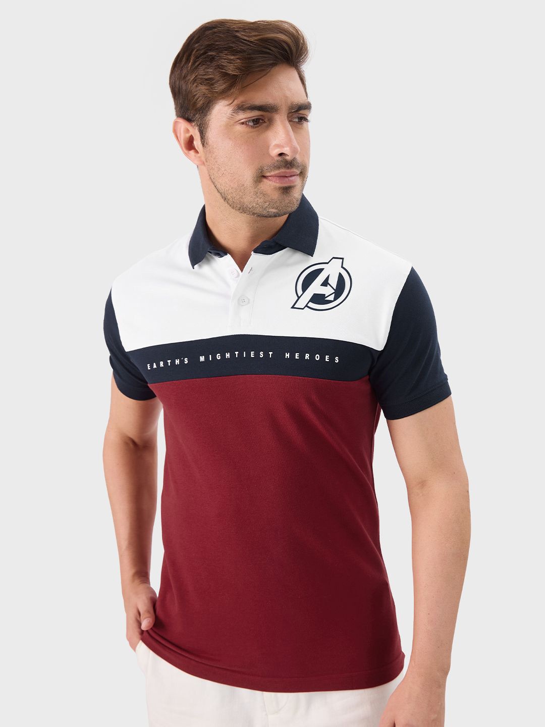 

The Souled Store Men Avengers Colourblocked Polo Collar T-shirt, Multi