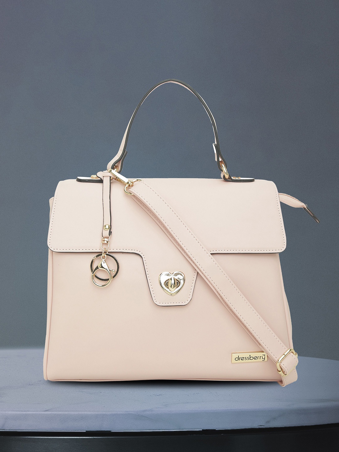 

DressBerry Pink Textured Structured Handheld Bag