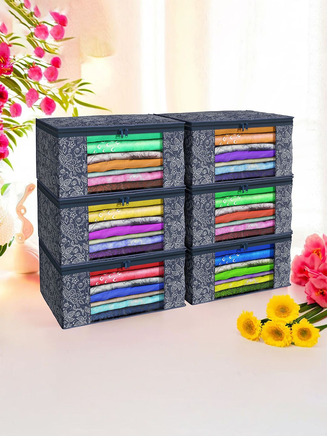 

Kuber Industries Navy Blue Set of 6 Regular Drawer Organiser Organisers