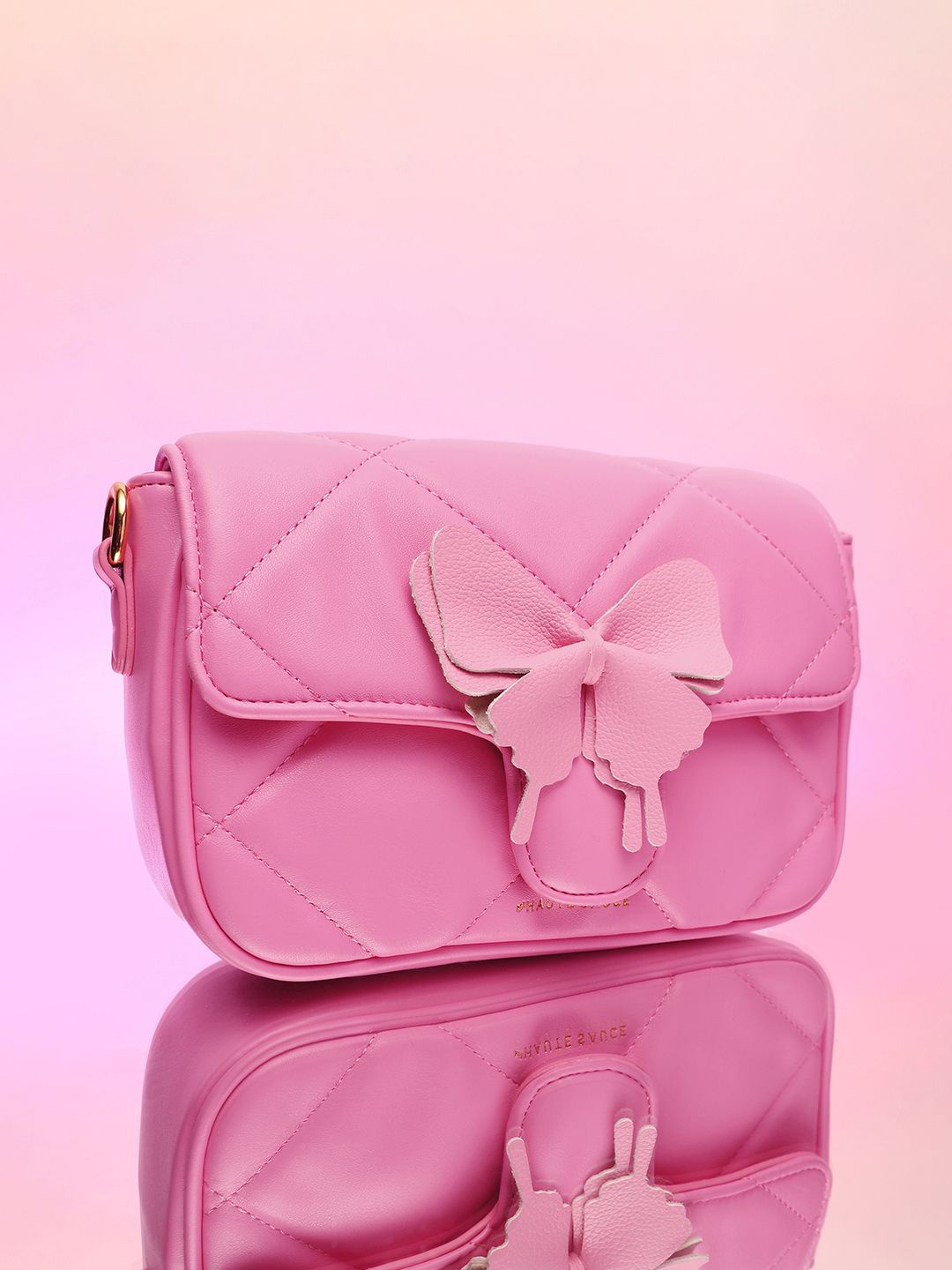 

HAUTE SAUCE by Campus Sutra Colourblocked Leather Structured Sling Bag with Quilted, Pink