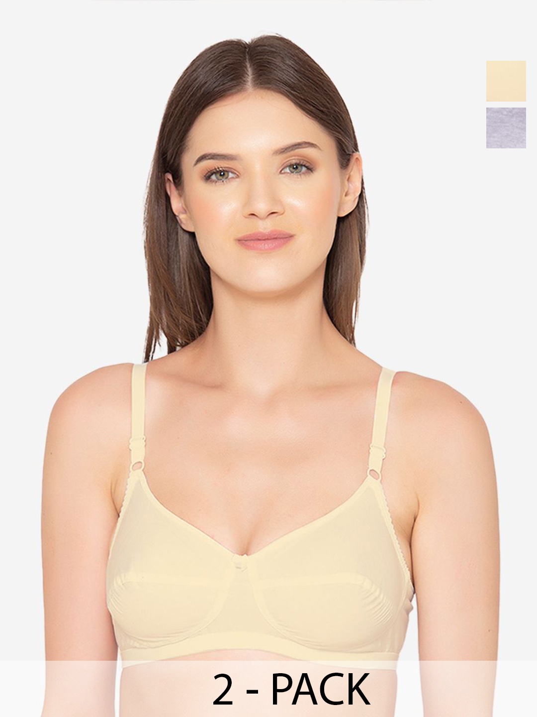 

GROVERSONS Paris Beauty Full Coverage Solid Bra Pack of 2, Grey