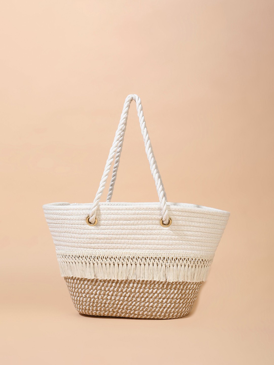 

LULU & SKY Oversized Structured Shoulder Bag with Cut Work, Yellow