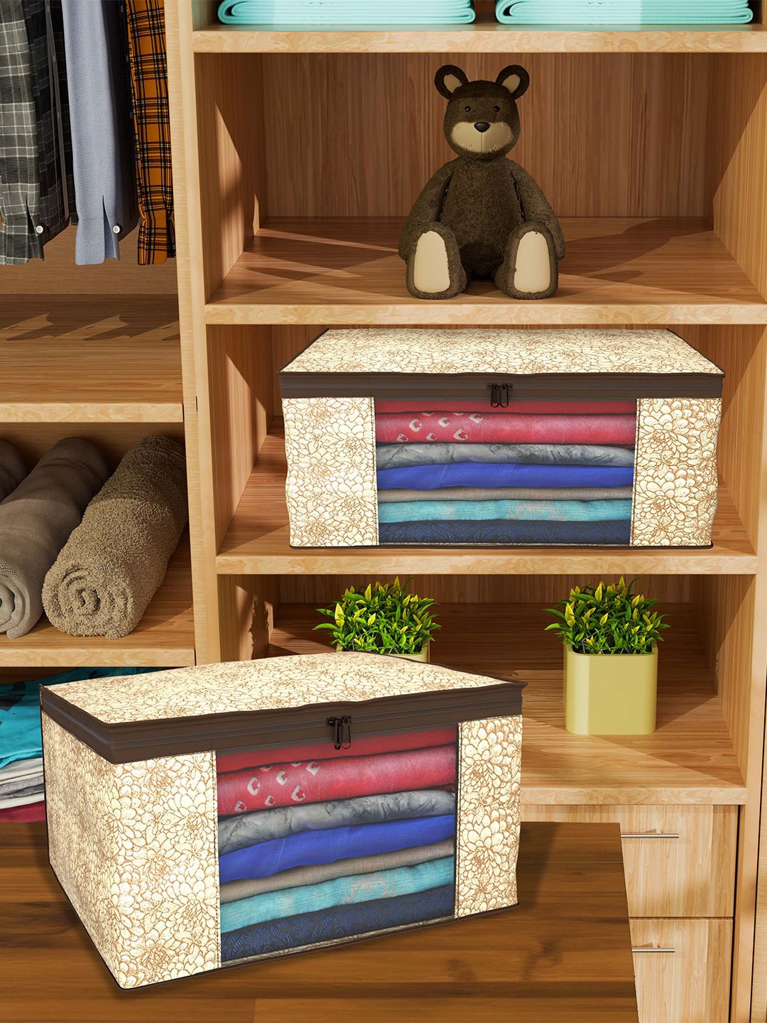 

Kuber Industries Coffee Brown Set of 4 Regular Drawer Organiser Organisers