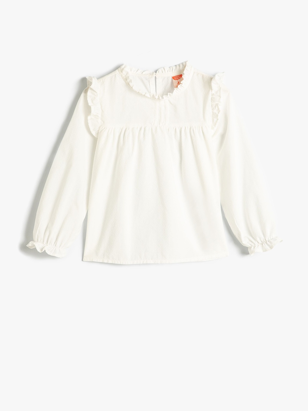 

Koton Girls Mandarin Collar Solid Cotton Casual Shirt, White