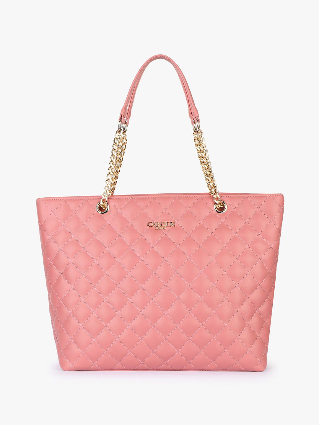 

Carlton London Textured Structured Handheld Bag with Quilted, Pink