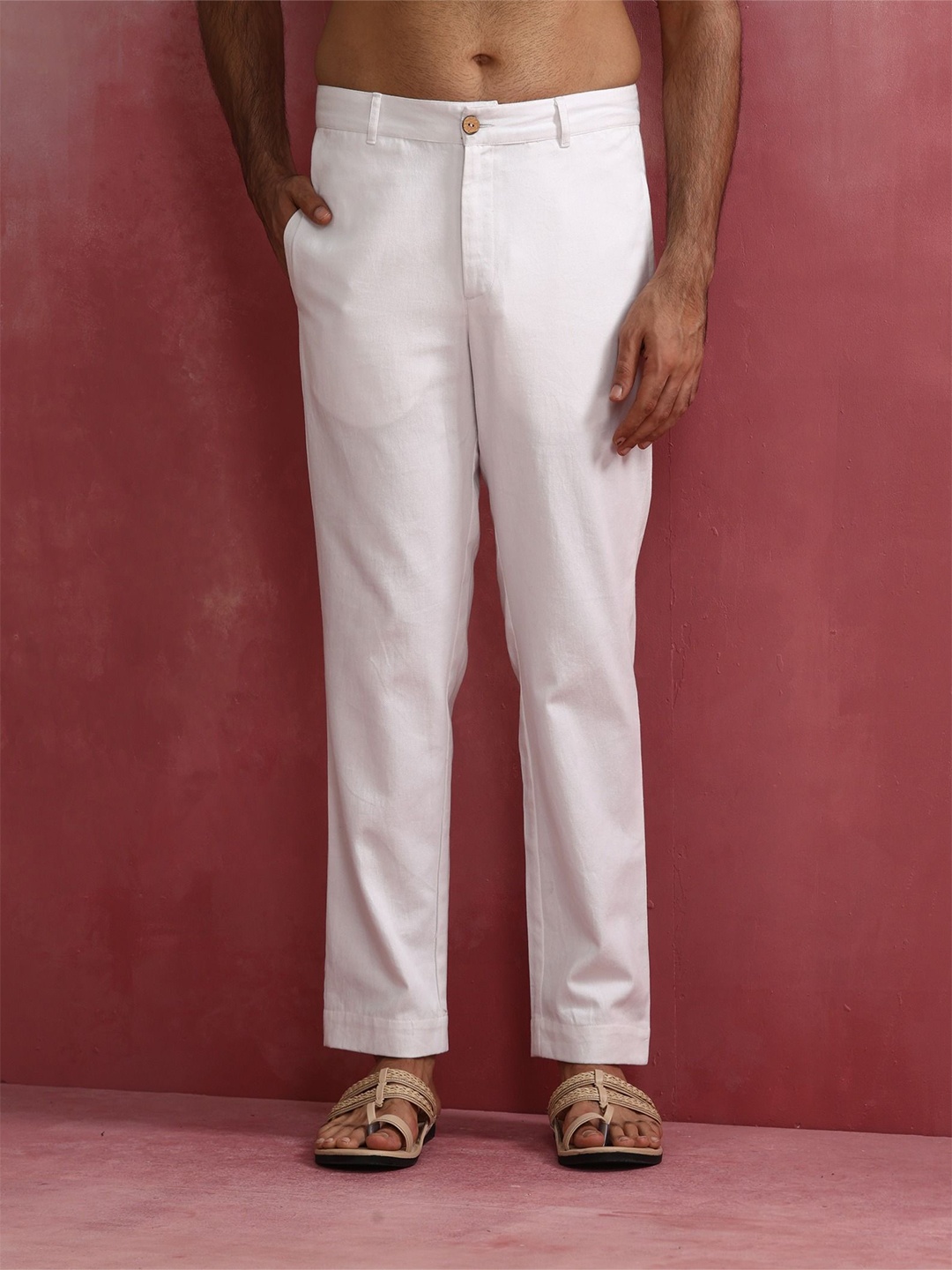 

trueBrowns Men Cotton Twill Pant, White