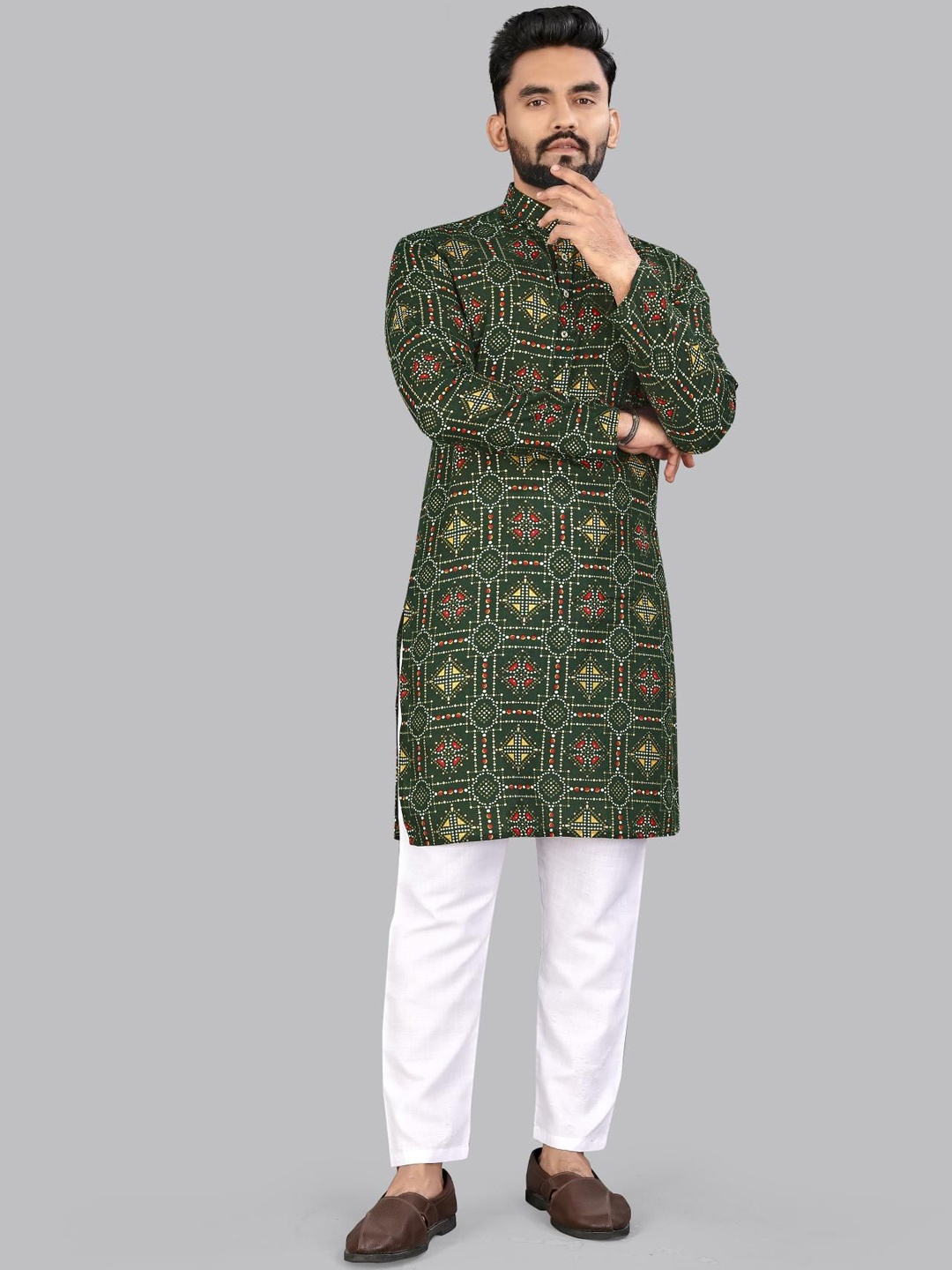 

allan peter Men Embroidered Kurta, Green