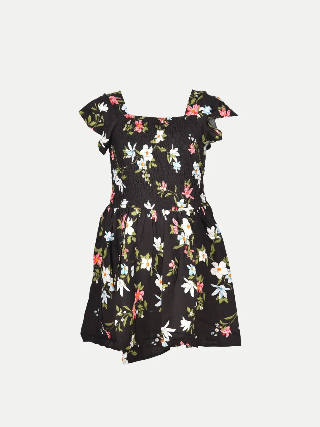 

BAESD Floral Print Cold-Shoulder Fit & Flare Dress, Black