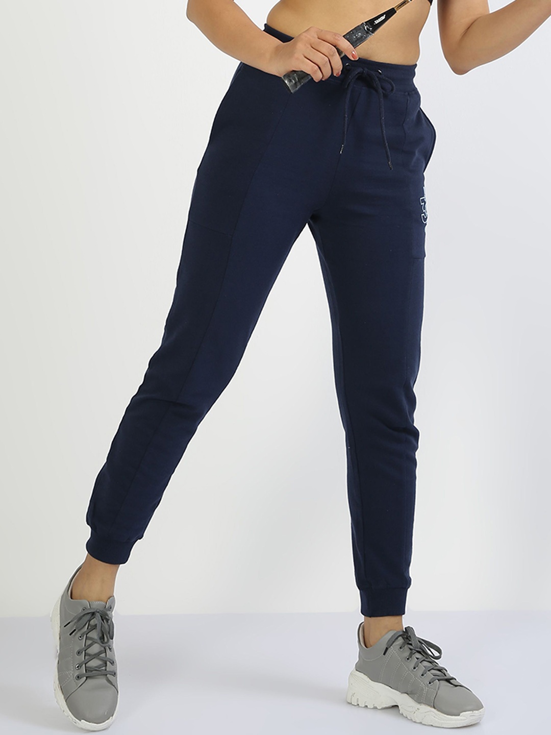 

ARDEUR Brand Logo Slim Fit Mid Rise Joggers, Navy blue