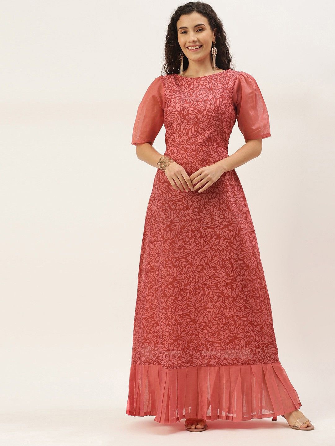 

Ethnovog Printed Maxi Dress, Pink