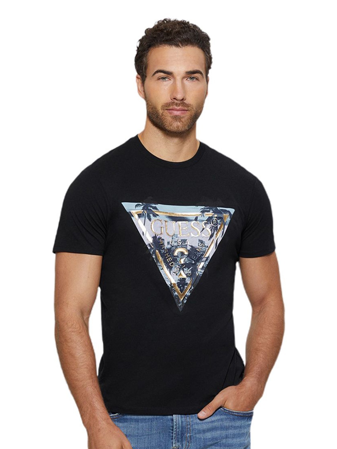 

GUESS Men Applique T-shirt, Black