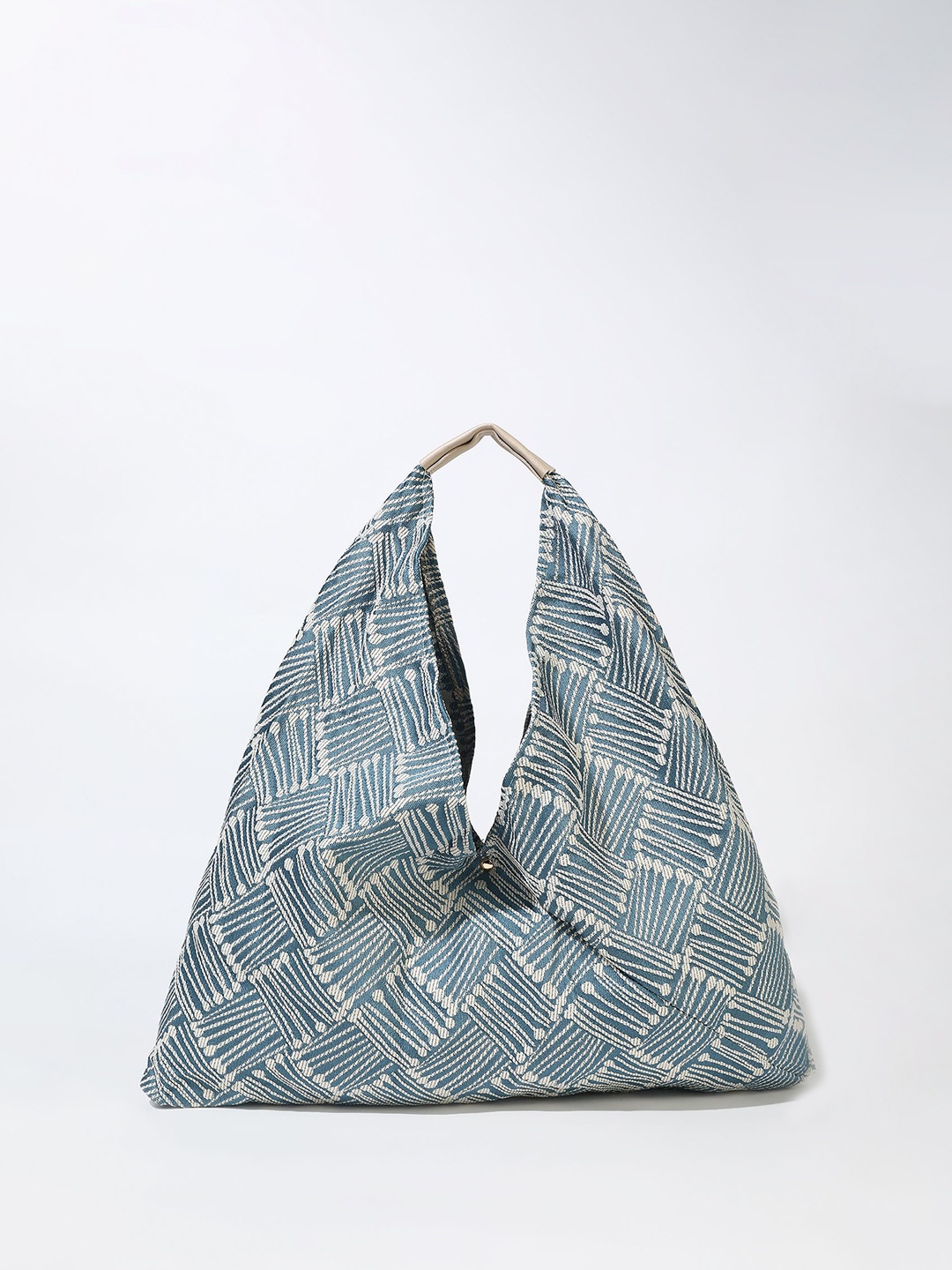 

LULU & SKY Textured Oversized Half Moon Hobo Bag, Blue