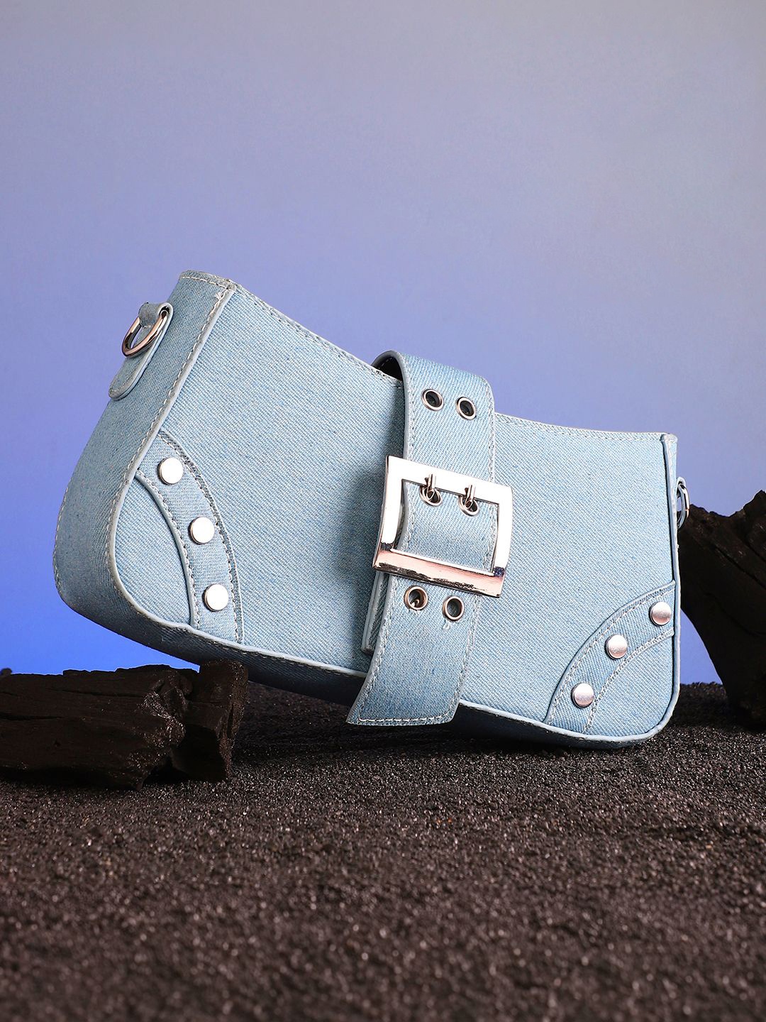 

HAUTE SAUCE by Campus Sutra Embellished Structured Sling Bag, Blue