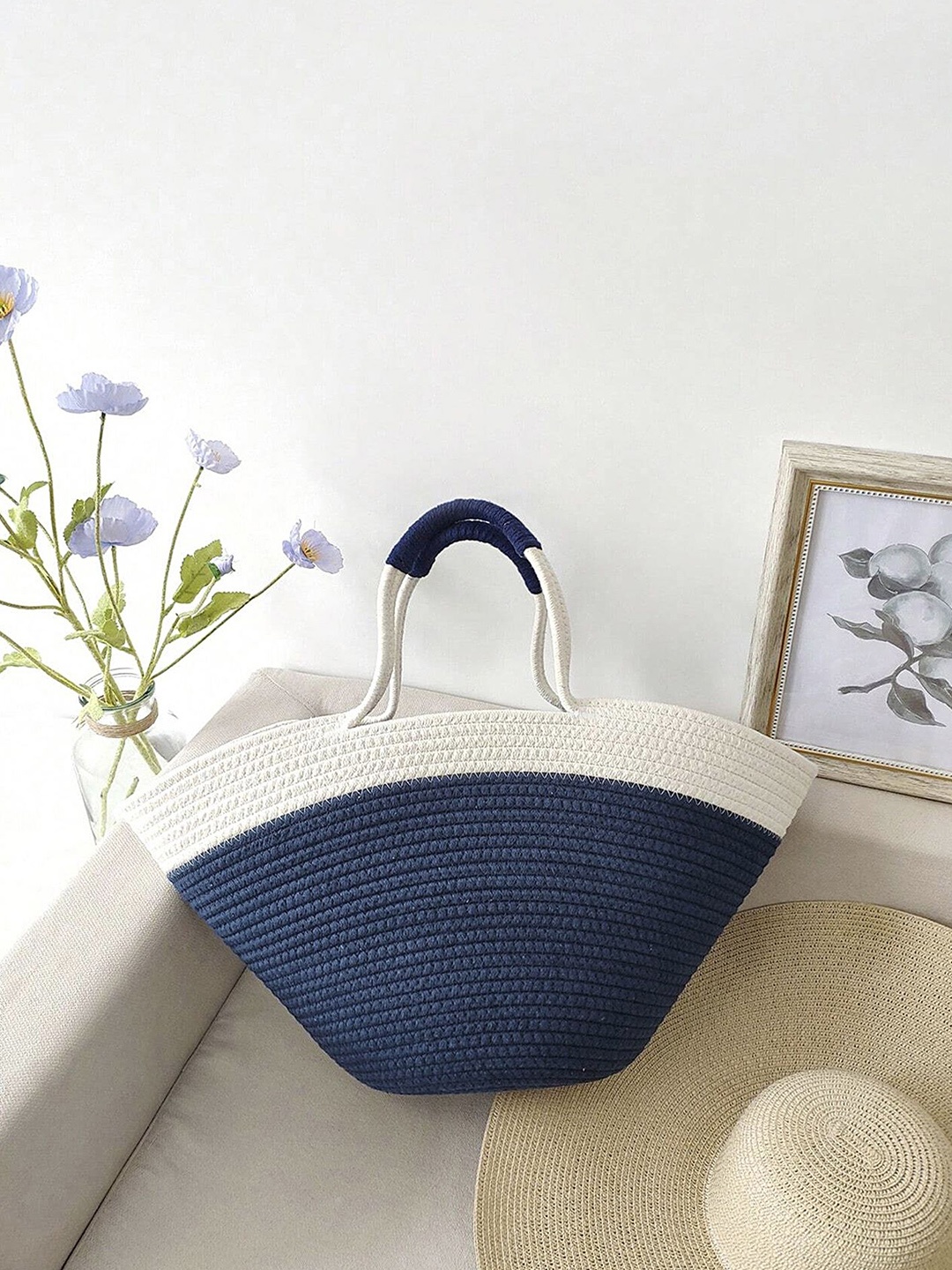 

LULU & SKY Half Moon Hobo Bag with Cut Work, Navy blue