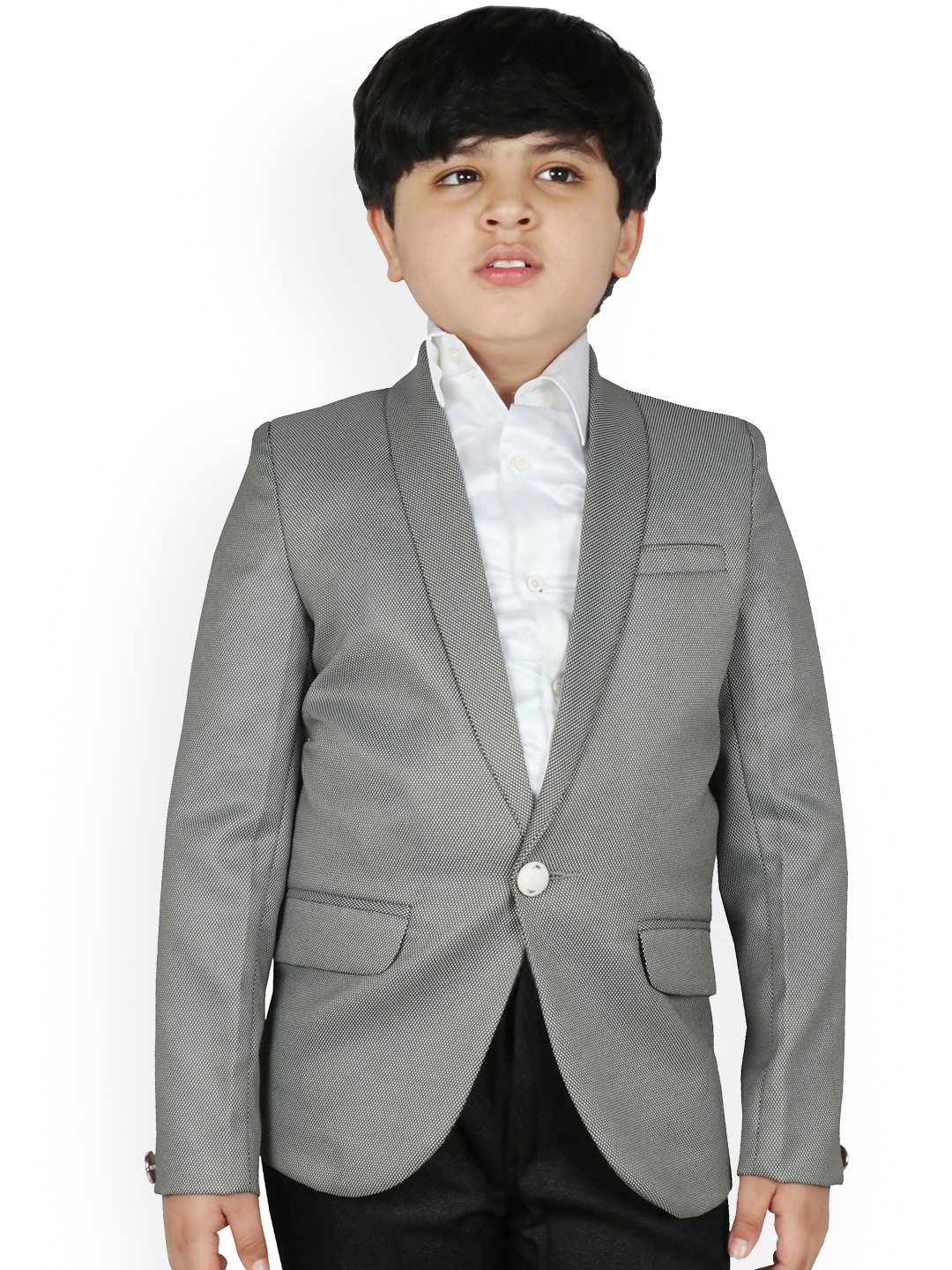 

SG YUVRAJ Boys Textured Single-Breasted Blazer, Off white