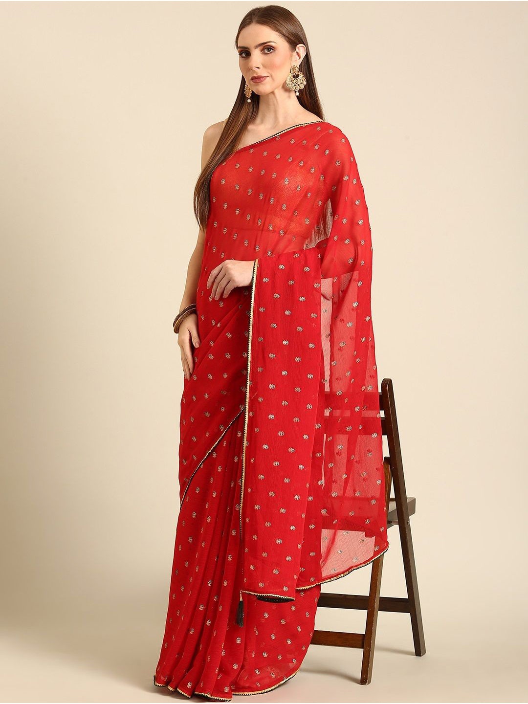 

all about you Ethnic Motifs Printed Saree, Red