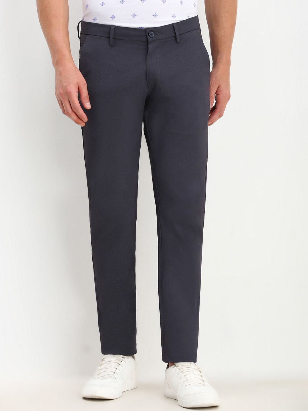 

Allen Solly Men Mid-Rise Slim Fit Trousers, Navy blue