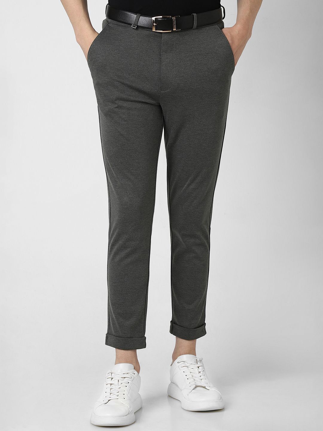 

Van Heusen Men Textured Slim Fit Trousers, Grey