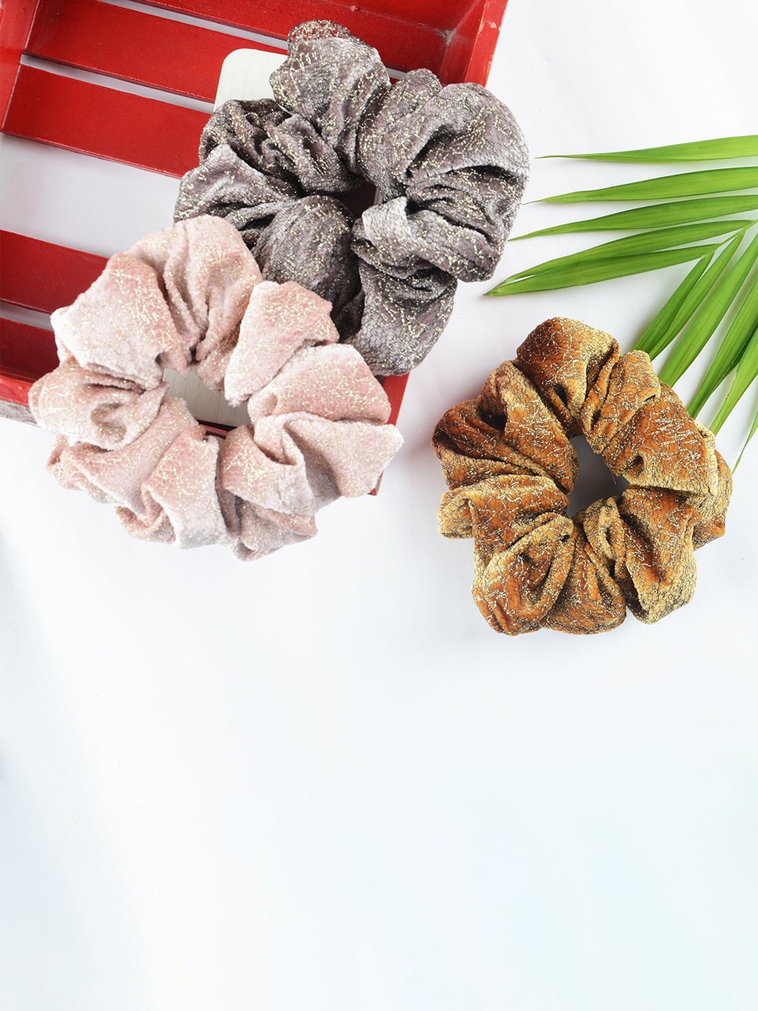 

Radhu & Kabby Set of 3 Women Embellished Ponytail Holders, Grey
